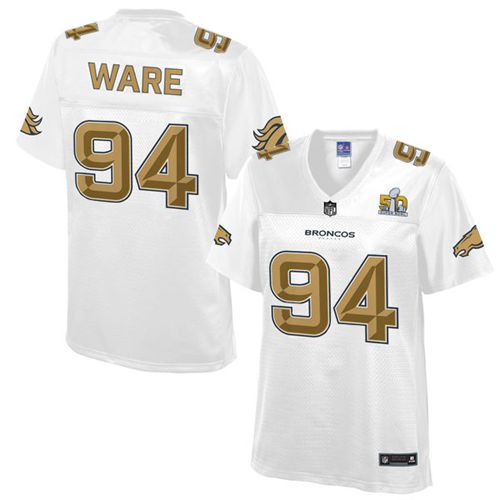 Nike Broncos #94 DeMarcus Ware White Women's NFL Pro Line Super Bowl 50 Fashion Game Jersey - Click Image to Close